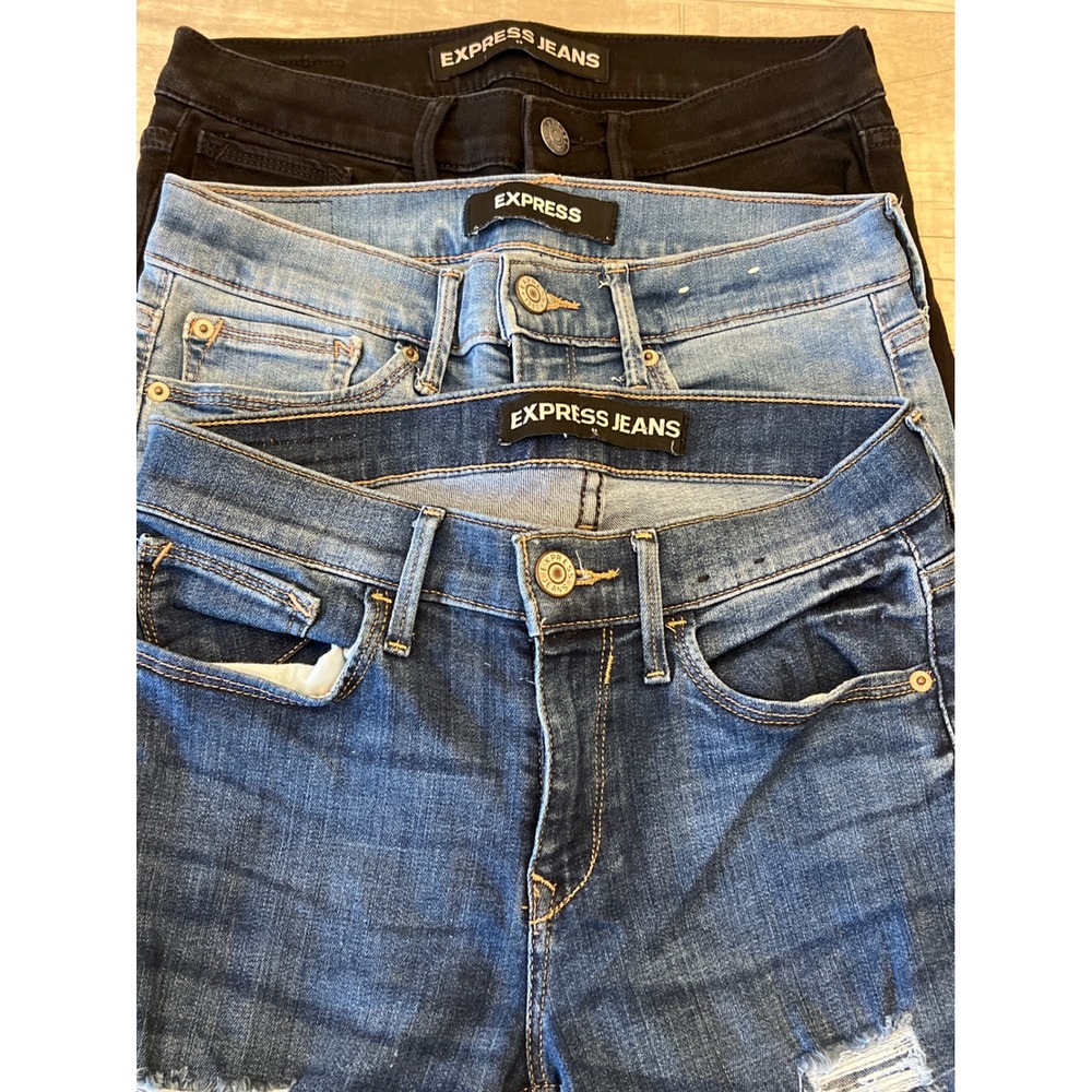 Express Jeans Womens‎ Mid Rise Ankle Legging Distressed Ripped Stretch Size 4S